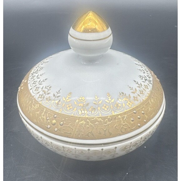 VTG Lefton Vanity Set 1752 White Hand Painted w/ Gold Trim Powder Vases/Bottles - Picture 2 of 12